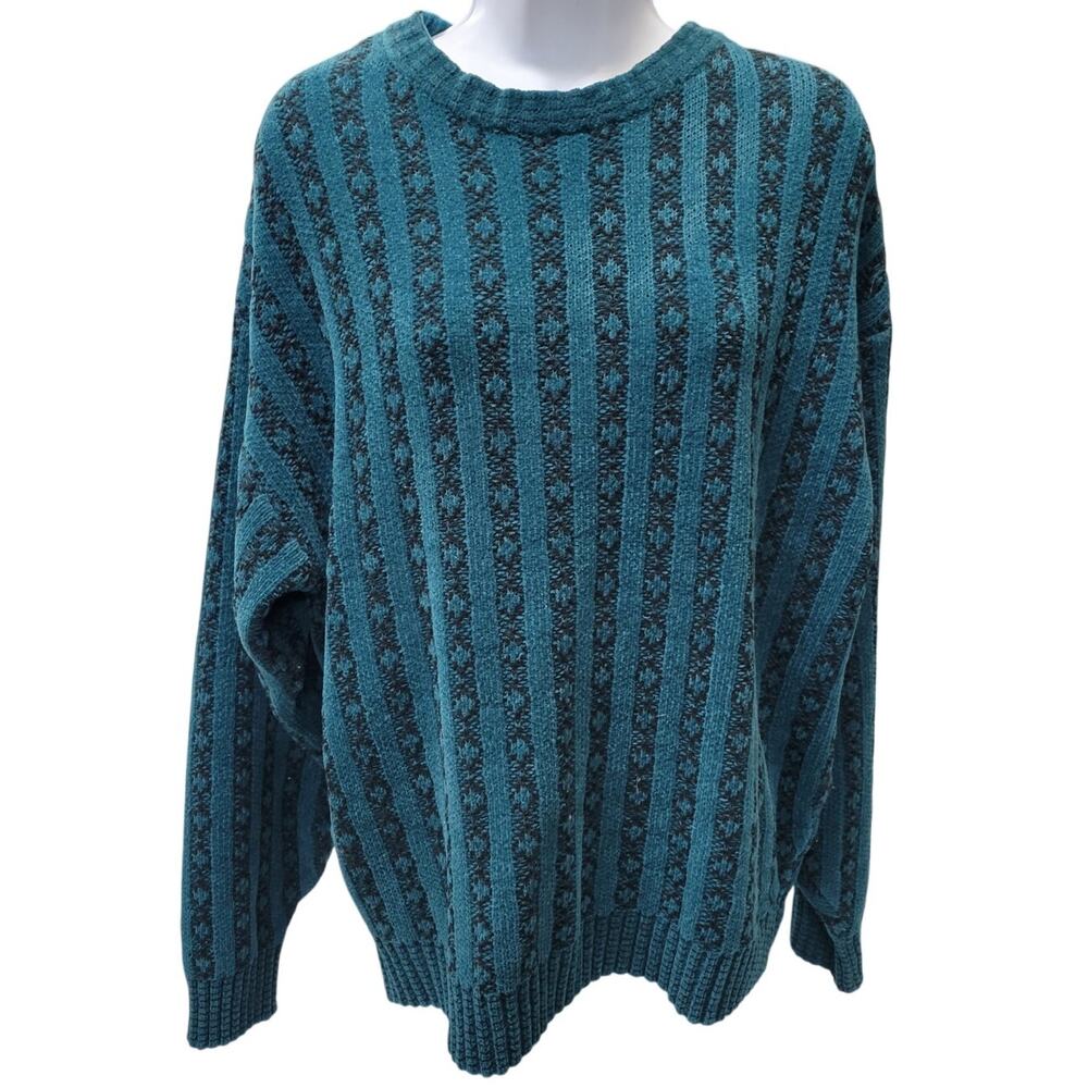 Vtg Chereskin Womens L Oversized Knit Sweater Pullover Long Sleeve Green Granpa